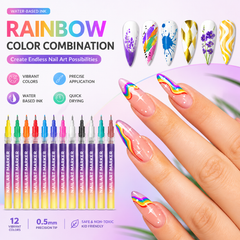 3D Nail Art Pens Set – 12 Colors for DIY Nail Design