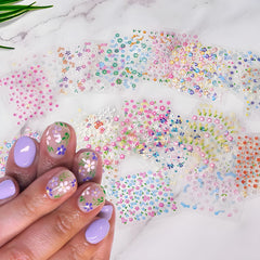 SPLOCUDU 30 Sheets 3D Nail Art Stickers – Colorful Daisy, Floral & Heart Self-Adhesive Decals