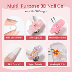 Supwee 3D Nail Art Gel Clear & White Solid Builder Gel for Nail Sculpting DIY Manicure
