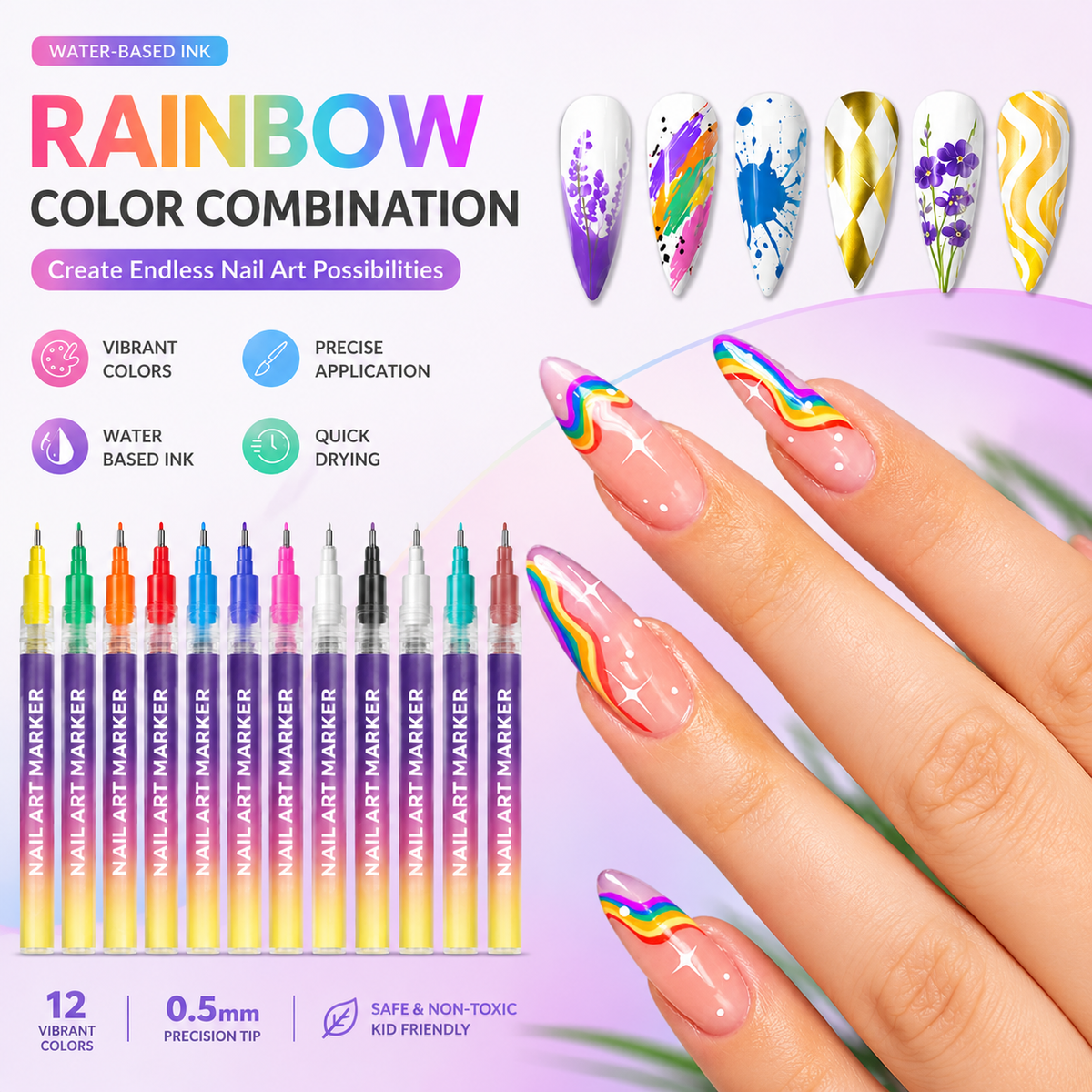 3D Nail Art Pens Set – 12 Colors for DIY Nail Design