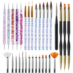 Artdone 31PCS Nail Art Brushes & Tools Set – Dotting Tools, Striping Brushes & Dust Brush