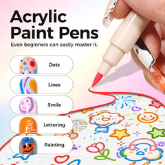 12 Colors 3D Nail Art Pens Set – Quick-Drying Acrylic Nail Paint Markers with Dotting & Liner Brush
