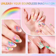 12 Colors 3D Nail Art Pens Set – Quick-Drying Acrylic Nail Paint Markers with Dotting & Liner Brush