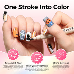 12 Colors 3D Nail Art Pens Set – Quick-Drying Acrylic Nail Paint Markers with Dotting & Liner Brush