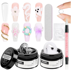 Supwee 3D Nail Art Gel Clear & White Solid Builder Gel for Nail Sculpting DIY Manicure
